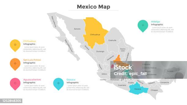 Вектор Карты Мексики — стоковая векторная графика и другие изображения на тему Мексика - Мексика, Карта, Латинская Америка