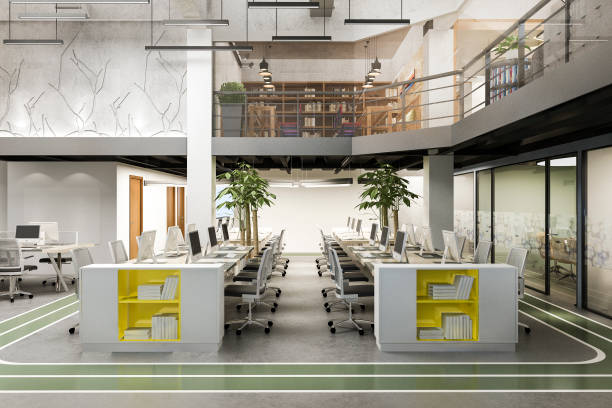 istock 3d rendering business meeting and working room on office building 1252849264