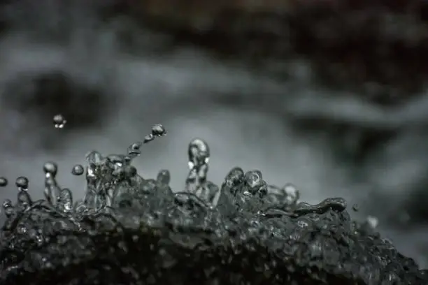 bubbling water at a waterwall makro view