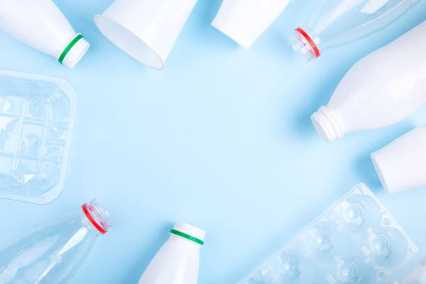 istock Concept of recycling plastic. Flat lay. Copy space 1252850356