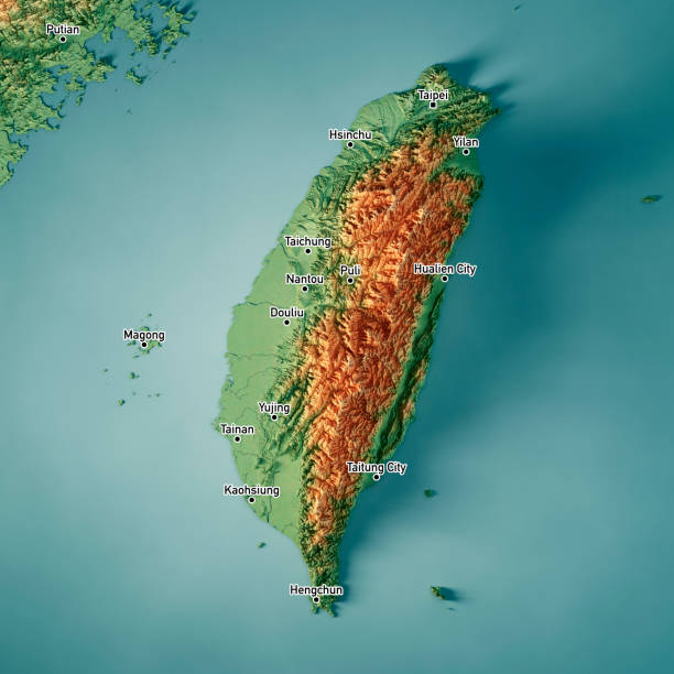 istock Taiwan 3D Render Topographic Map Color Cities 1252850387