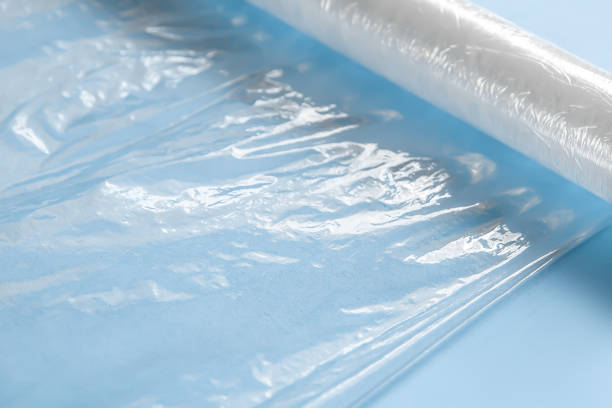 istock Cling film on a blue background. 1252851366
