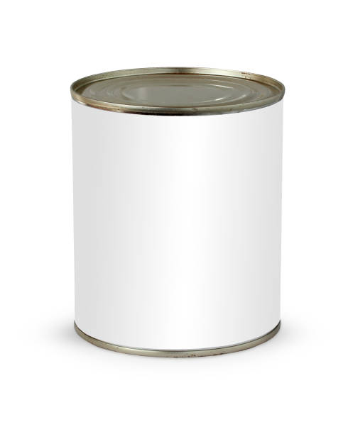 istock Tin can with blank label, isolated on white background with clipping path. 1252852865