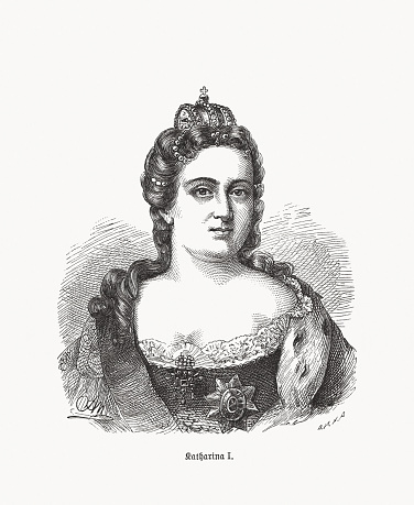 Catherine I (1684 - 1727) - second wife of Peter the Great and Empress of Russia from 1725 until her death. Wood engraving, published in 1893.