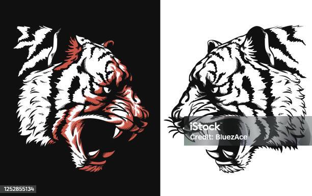 Tiger Line Sign Vector Illustration Stock Illustration - Download Image Now  - Tiger, Roaring, Logo - iStock