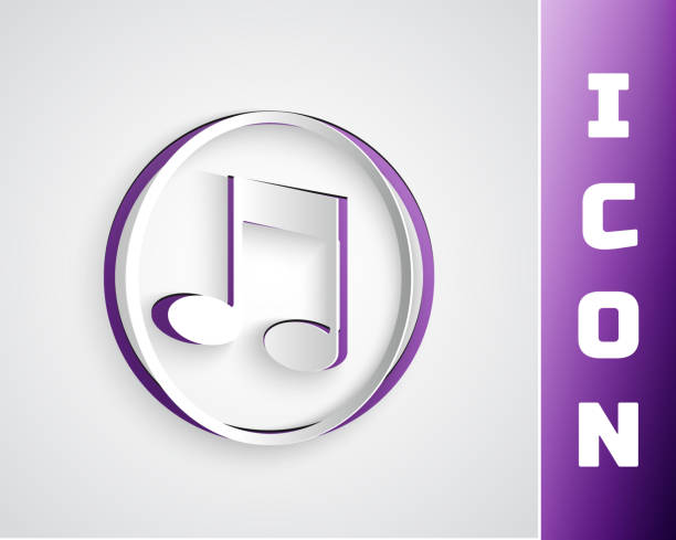 istock Paper cut Music note, tone icon isolated on grey background. Paper art style. Vector 1252859591