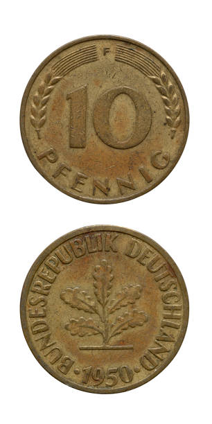 istock Coin 10 pfenning over a white background 1252859707
