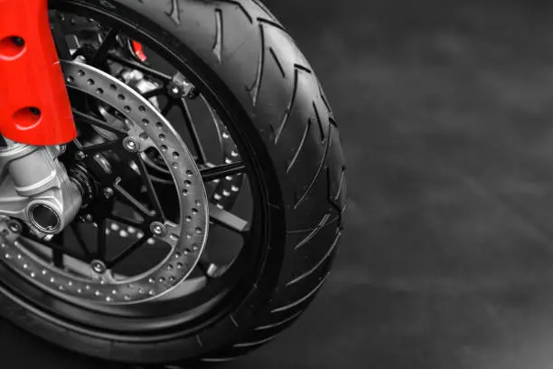 wheel of red sport motorcycle