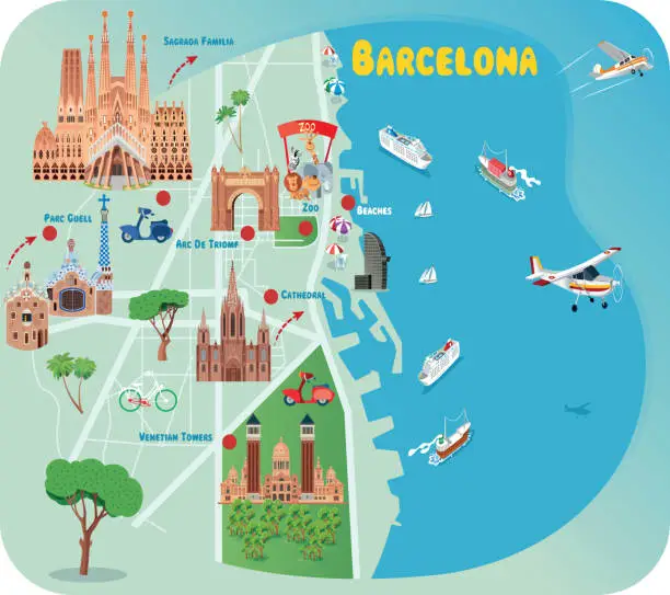 Vector illustration of Barcelona Map