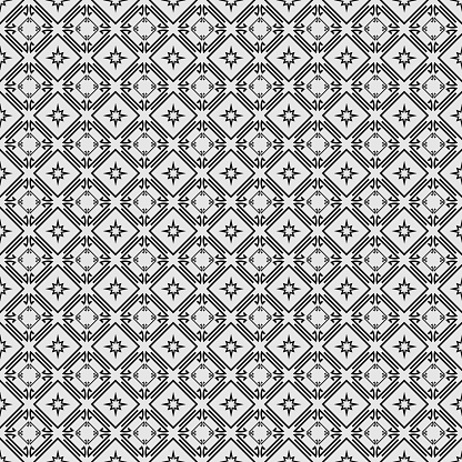 Black and white seamless background with geometric pattern. Vector graphics.