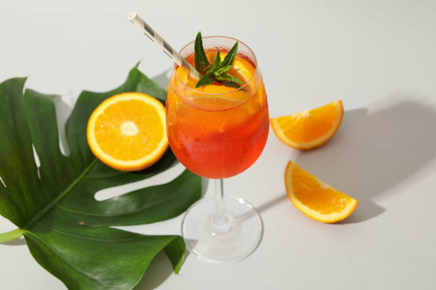 istock Composition with Spritz cocktail on white background. Summer drink 1252866762