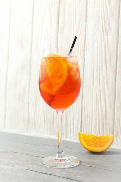 istock Spritz cocktail on wooden background. Summer drink 1252868710