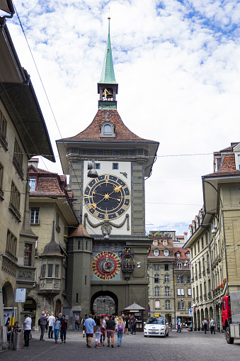 Zytglogge clock tower in Bern, Switzerland. It is a landmark medieval tower, built in the early 13th century.
