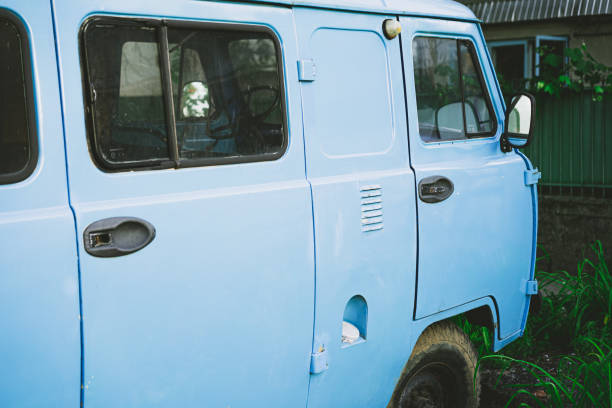 istock Old ussr car standing on the street 1252876578