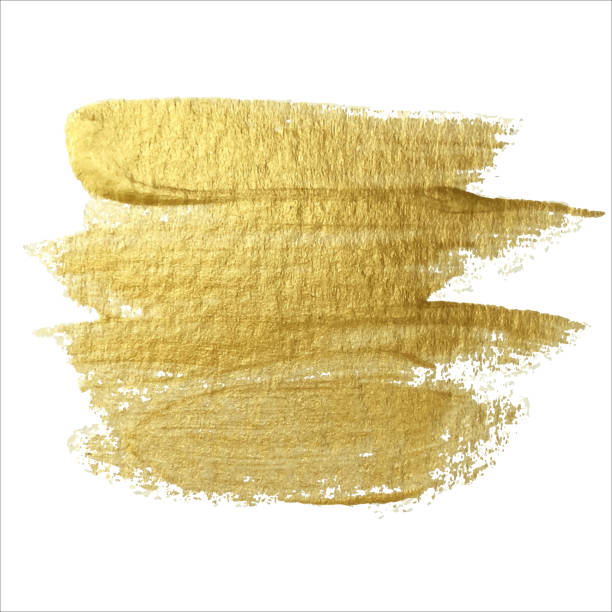 istock Golden brush stroke vector design element. Art illustration of abstract shiny texturing. 1252879985