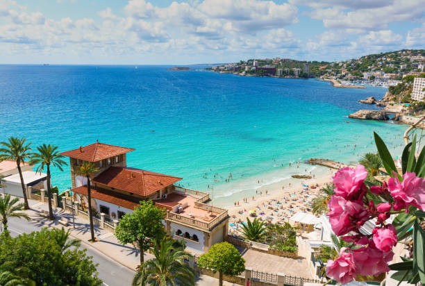 istock Top view at Cala Major beach in Palma de Mallorca, Spain 1252880099