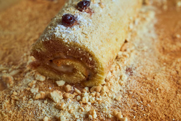istock Homemade biscuit roll on parchment. Close-up. Top view 1252882264