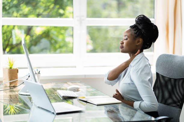 istock Woman With Bad Posture And Ergonomics 1252883375
