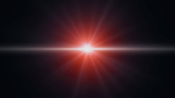 Anamorphic lens flare from a photo camera lens. Anamorphic background
