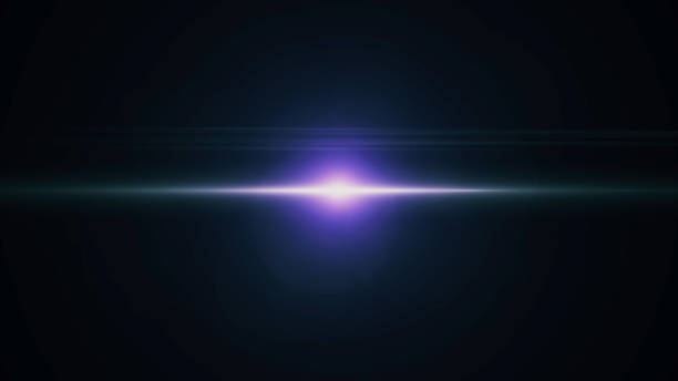 Anamorphic lens flare from a photo camera lens. Anamorphic background