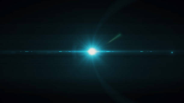 Anamorphic lens flare from a photo camera lens. Anamorphic background