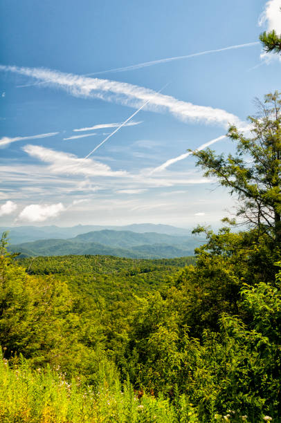 istock vapor trails over the Blue Ridge Mountains 1252884367
