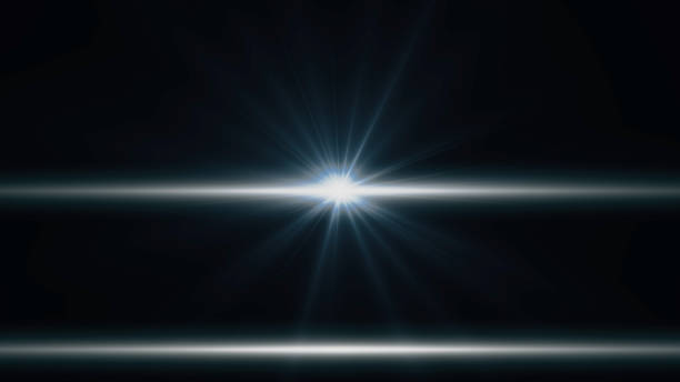 istock Anamorphic lens flare from a photo camera lens. Anamorphic background 1252884404