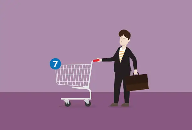 Vector illustration of Businessman with online shopping cart