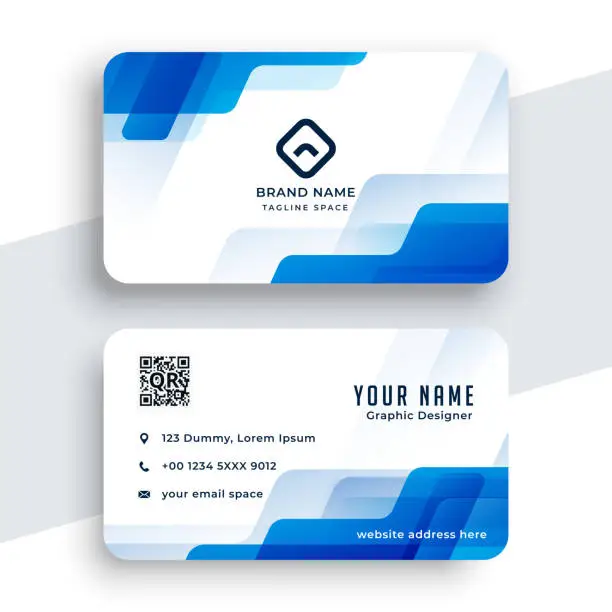 Vector illustration of abstract blue and white business card design template