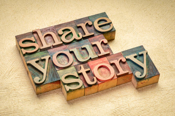 istock share your story word abstract in wood type 1252889175