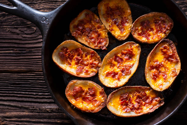 Potato Skins in a Cast Iron Skillet