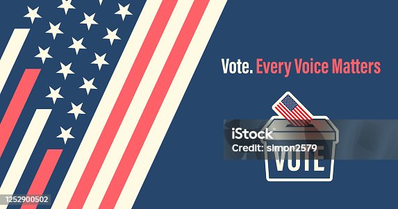 istock Banner set of Election ballot box with a combination of American flag 1252900502
