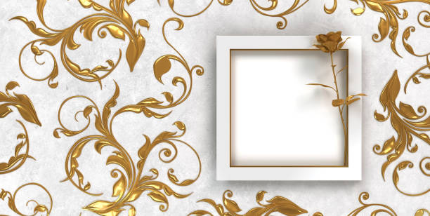 istock festive background with picture frame and golden rose 1252901802