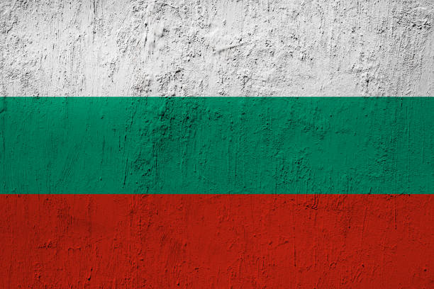 Bulgaria Flag Painted On An Old Grunge Wall Texture Scratched Backdrop And  Concept Of Flag Day National Symbol Has Tricolor Of Horizontal Stripes Of  White Green And Red Color Stock Photo -