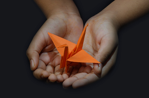 the paper crane is a design that is considered to be the most classic of all Japanese origami. In Japanese culture, it is believed that its wings carry souls up to paradise, and it is a representation of the Japanese red-crowned crane, referred to as the \