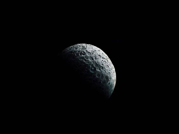 istock Satellite of the planet is covered with craters in space 1252905028
