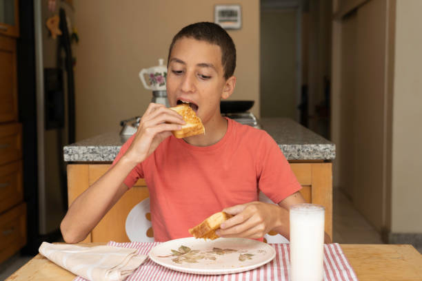 istock Boy about to eat a sandwich 1252907031