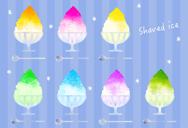 Set of shaved ice illustrations Set of shaved ice illustrations snow cone stock illustrations