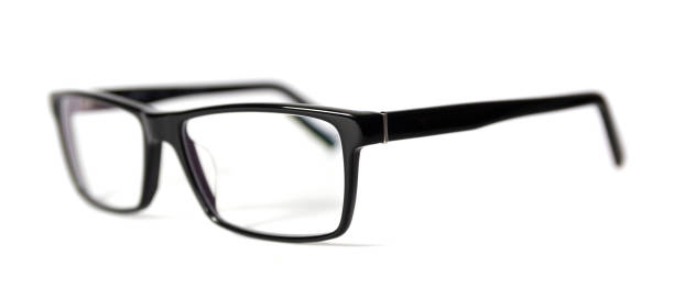 istock Black stylish glasses isolated on white background. 1252912201
