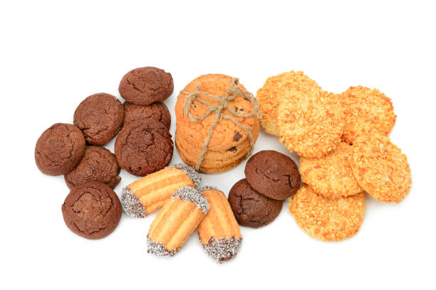 istock Different types of sweet cookies isolated on white background. 1252913871