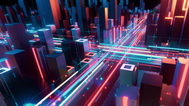 istock Connecting and moving big data in a digital city. 1252937254