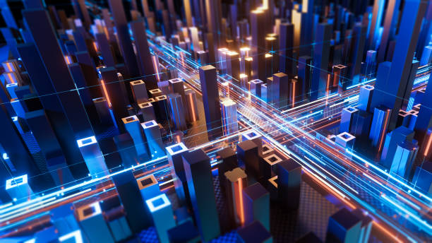 istock Connecting and moving big data in a digital city. 1252937257