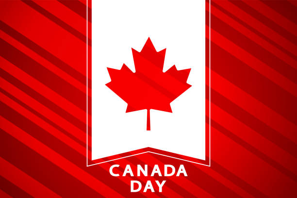 Canada Day national holiday concept. Celebration red background design with maple leaf. Template design for logo, greeting card, banner, poster. canada day poster stock illustrations