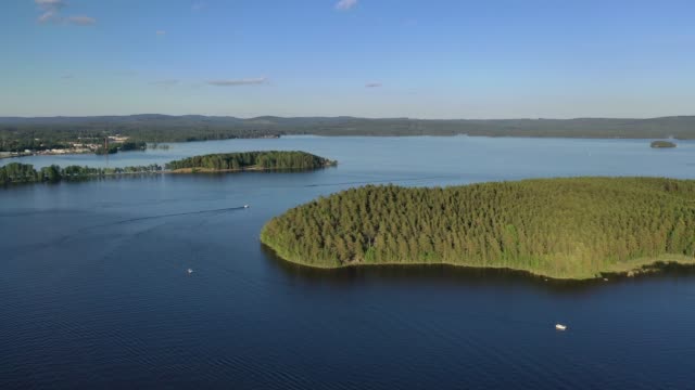 Aerial view in summer over lake Runn
