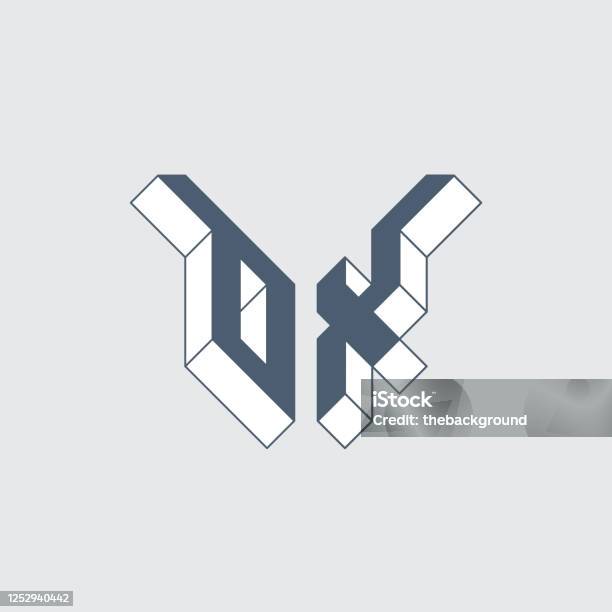 Ox Monogram Or Logotype Isometric 3d Font For Design Tshirt Print