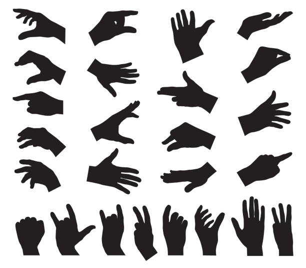 Hand Silhouettes Vector illustration of twenty-five hand silhouettes. pinching stock illustrations