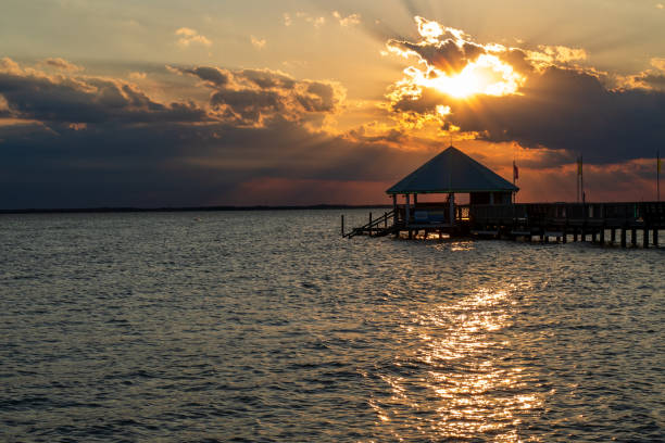 istock Gazebo Silohouette over Currituck Sound 1252948257
