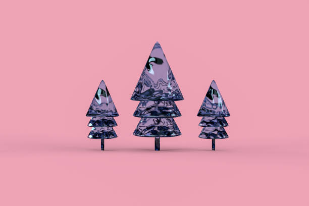 istock Christmas tree minimalist wallpaper . 3d rendering . 3d illustration. Merry Christmas concept 1252950421
