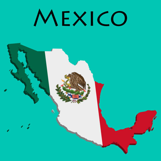 istock Flag of Mexico on map and map with regional division 1252957869