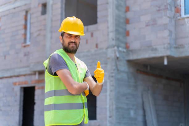 istock Worker at a construction site with thumbs up and self-confident 1252963744